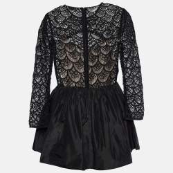 Pre Owned Red Valentino Black Guipure Lace Mini Dress M