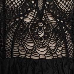 Pre Owned Red Valentino Black Guipure Lace Mini Dress M