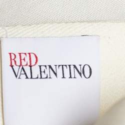 RED Valentino Cream Silk Bead Embellished Tiered Mini Dress M