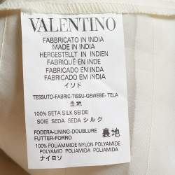 RED Valentino Cream Silk Bead Embellished Tiered Mini Dress M