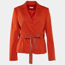 RED Valentino Orange Cotton Belt Detail Blazer L