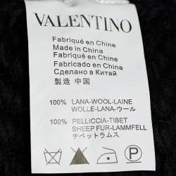 Pre Owned RED Valentino Black Wool Fur Trim Cardigan L