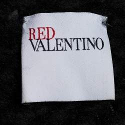 Pre Owned RED Valentino Black Wool Fur Trim Cardigan L