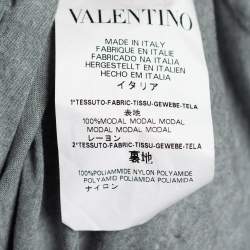 Pre Owned RED Valentino Grey Embellished Mesh Overlay Ruffle Bottom Dress M