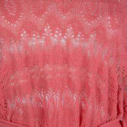 Red Valentino Coral Pink Knit Perforated Belted Top M