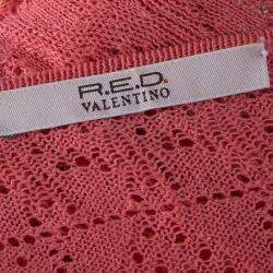 Red Valentino Coral Pink Knit Perforated Belted Top M