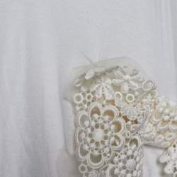 RED Valentino White Modal Lace Bow Detail Crew Neck Top S