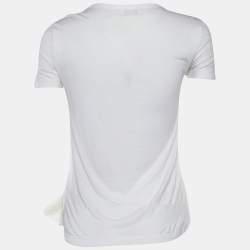 RED Valentino White Modal Lace Bow Detail Crew Neck Top S
