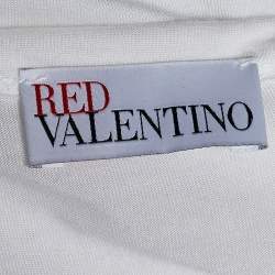 RED Valentino White Modal Lace Bow Detail Crew Neck Top S