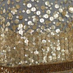 Pre Owned RED Valentino Grey Jersey & Sequin Embellished Tulle Overlay Dress M