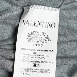 Pre Owned RED Valentino Grey Jersey & Sequin Embellished Tulle Overlay Dress M