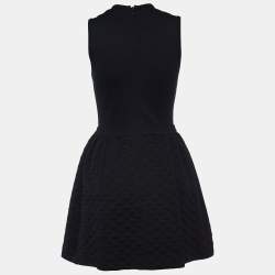 Pre Owned RED Valentino Black Jacquard Knit Sleeveless Dress M