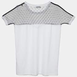 Pre Owned RED Valentino Monochrome Cotton Tulle Detail T-Shirt L