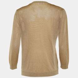 RED Valentino Gold Lurex Knit Button Front Cardigan L