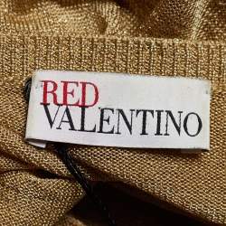 RED Valentino Gold Lurex Knit Button Front Cardigan L