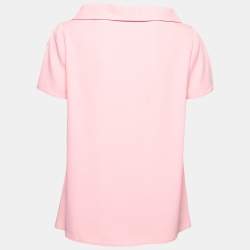 RED Valentino Pink Crepe Bow Detail Half Sleeve Top M