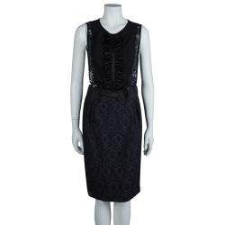 Red Valentino Black and Navy Blue Lace Top and Skirt Set S/M