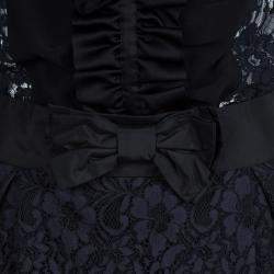 Red Valentino Black and Navy Blue Lace Top and Skirt Set S/M