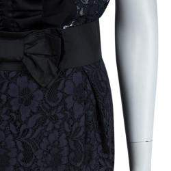 Red Valentino Black and Navy Blue Lace Top and Skirt Set S/M