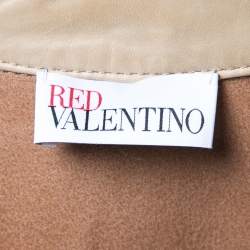 RED Valentino Brown Lambskin Leather Cropped Jacket M