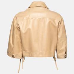 RED Valentino Brown Lambskin Leather Cropped Jacket M