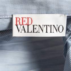 RED Valentino Blue Pinstriped Cotton Poplin Pleated Back Shirt S