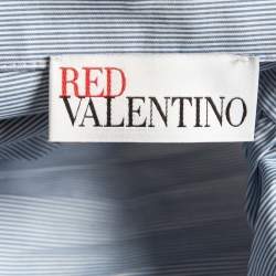 Pre Owned RED Valentino Blue Pinstriped Cotton Poplin Pleated Back Shirt S