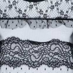RED Valentino White Cotton Contrast Lace Crew Neck T-Shirt XS