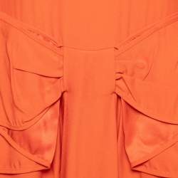 Pre Owned Red Valentino Orange Crepe Sleeveless Bow Detail Dress M