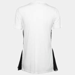 RED Valentino White Jersey & Lace Overlay Bow Detail Short Sleeve T-Shirt M