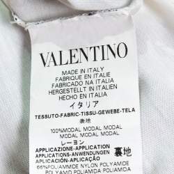 RED Valentino White Jersey & Lace Overlay Bow Detail Short Sleeve T-Shirt M