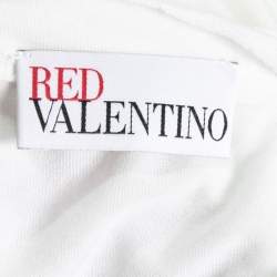 RED Valentino White Jersey & Lace Overlay Bow Detail Short Sleeve T-Shirt M