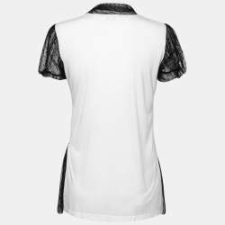 Pre Owned RED Valentino White Bow Print Jersey Tulle Detail Top M