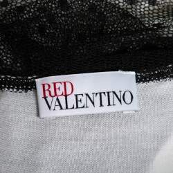 Pre Owned RED Valentino White Bow Print Jersey Tulle Detail Top M