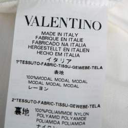 Pre Owned RED Valentino White Bow Print Jersey Tulle Detail Top M