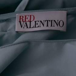 RED Valentino Blue Cotton Taffeta Bow Detail Sleeveless Midi Dress M