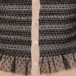 RED Valentino Beige Tulle-Overlay Wool Cardigan XL   