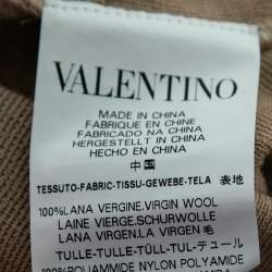 RED Valentino Beige Tulle-Overlay Wool Cardigan XL   