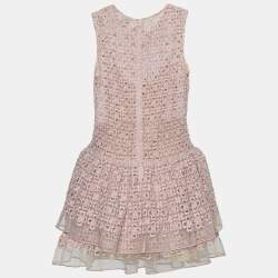 Pre Owned RED Valentino Pink Floral Lace Sleeveless Dress S
