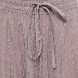 RED Valentino Light Purple Polka-Dot Tulle Pleated Midi Skirt M    