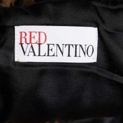 Pre Owned RED Valentino Brown Leopard Hearts Jacquard Fit & Flare Dress L