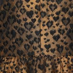 Pre Owned RED Valentino Brown Leopard Hearts Jacquard Fit & Flare Dress L