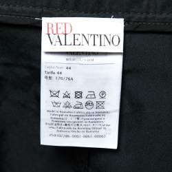 Pre Owned RED Valentino Black Synthetic High-Waist Pleated Wide Shorts M