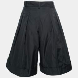 Pre Owned RED Valentino Black Synthetic High-Waist Pleated Wide Shorts M
