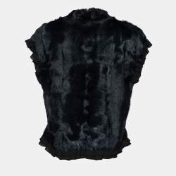 Pre Owned RED Valentino Teal Blue Fur Belted Oversized Jacket M