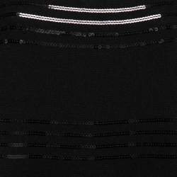 Pre Owned Red Valentino Black Knit & Silk Sequin Embellished Top  M