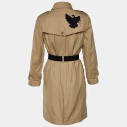 Pre Owned RED Valentino Beige Gabardine Swan Patch Belted Trench Coat XS