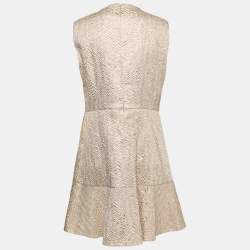 Pre Owned RED Valentino Metallic Gold Jacquard Sleeveless Midi Dress L