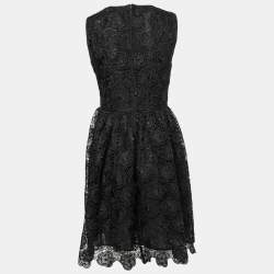 Pre Owned RED Valentino Black Floral Guipure Lace Sleeveless Dress M