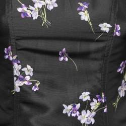 Pre Owned RED Valentino Black Floral Printed Synthetic Flared Dress S